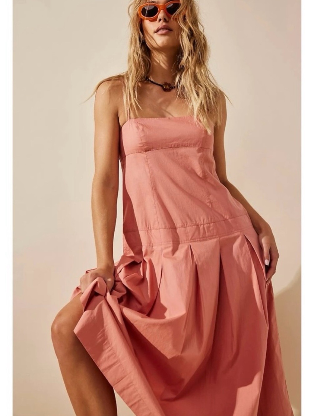 Free People Free-Est In My Town Midi Dress Size XS Canyon Clay Neutral Sundress
